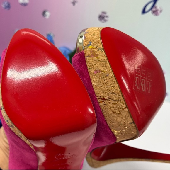 ❤️🔥NIB LOUBIE LADY PEEP PINK SUEDE 150 - Picture 8 of 10